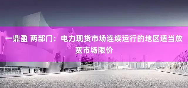 一鼎盈 两部门：电力现货市场连续运行的地区适当放宽市场限价